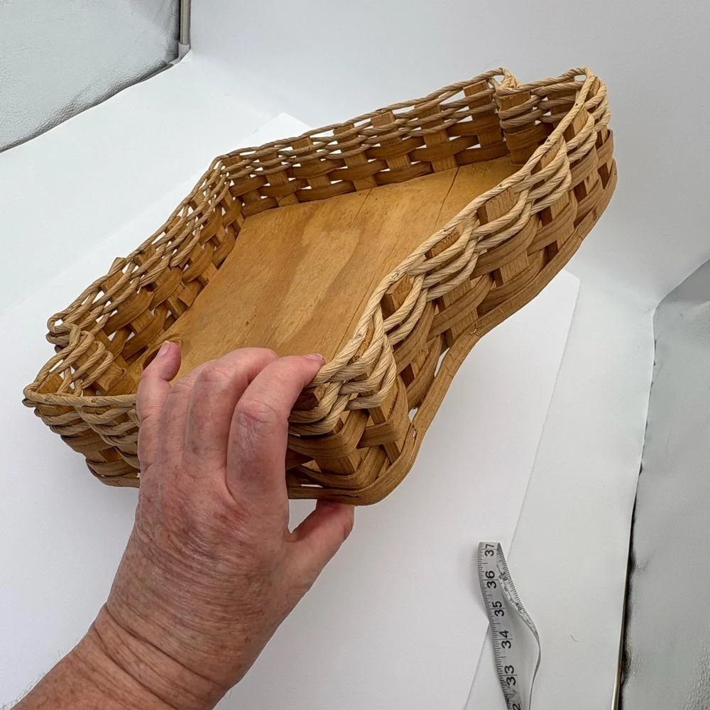 Vintage Woven and Wood Arkansas-Shaped Basket